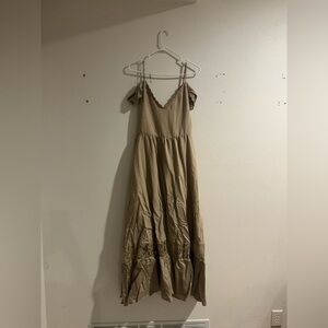 Chic Beige Maxi Dress- taupe